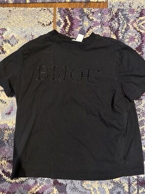 H&M Black 'BIJOU' Short Sleeve Tee